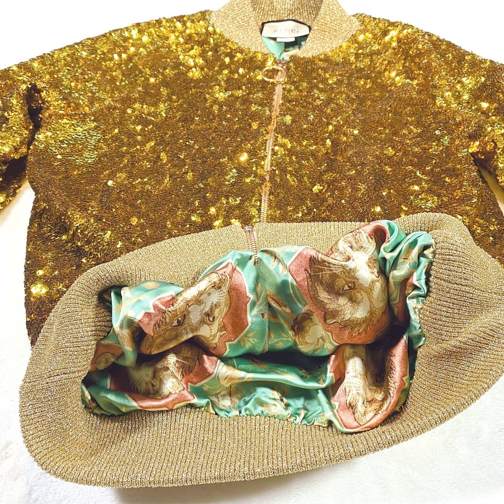 Gucci Gold Sequin Bomber & Evening Jacket - Picture 7 of 13